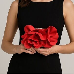 Sondra Roberts Satin Red Rose Clutch